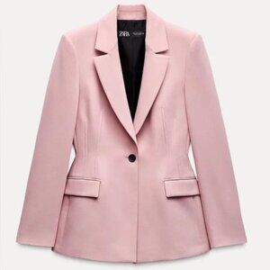 ZARA WOMAN FITTED TAILORED BLAZER JACKET PINK Size M